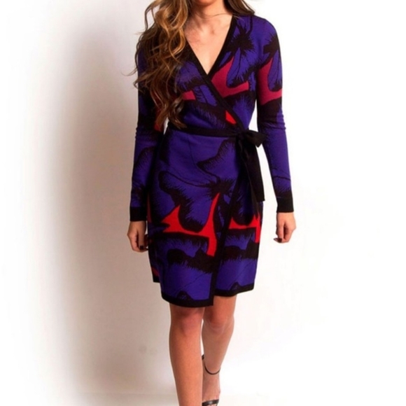 dvf sweater wrap dress